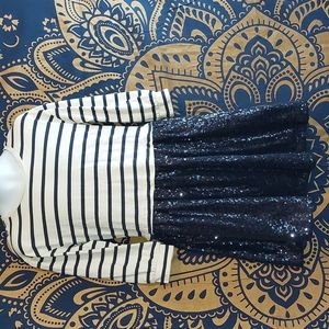 Classic Sequin Stripe Gap Girls Midi Dress XL 14/16